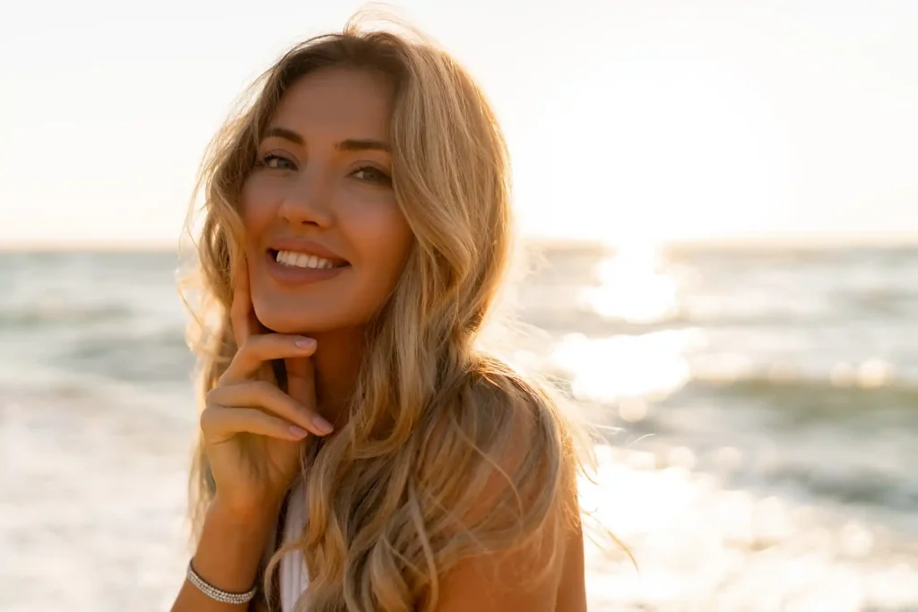 beautiful women with beautiful smile and skin